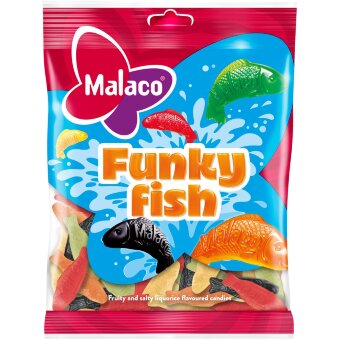 Микс фруктовых и лакричных конфет Malaco Funky Fish 180 гр Микс фруктовых и лакричных конфет Malaco Funky Fish 180 гр
