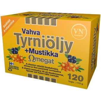 Капсулы с маслом облепихи и черники Vahva Tyrniöljy+Mustikka Omegat 120 капсул Via Naturale Капсулы с маслом облепихи и черники Vahva Tyrniöljy+Mustikka Omegat 120 капсул Via Naturale