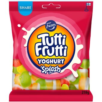 Жевательные фруктовые конфеты с йогуртовой начинкой Fazer Tutti Frutti Yoghurt Splash 210 гр Жевательные фруктовые конфеты с йогуртовой начинкой Fazer Tutti Frutti Yoghurt Splash 210 гр