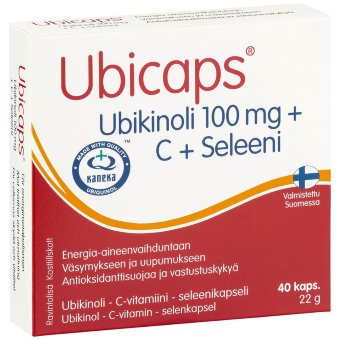 Убихинол с селеном и витамином С Ubicaps Ubikinoli 100 mg Hankintatukku 40 капсул Убихинол с селеном и витамином С Ubicaps Ubikinoli 100 mg Hankintatukku 40 капсул