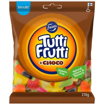 Фруктовые конфеты в шоколаде Fazer Tutti Frutti Choco 210 гр Фруктовые конфеты в шоколаде Fazer Tutti Frutti Choco 210 гр